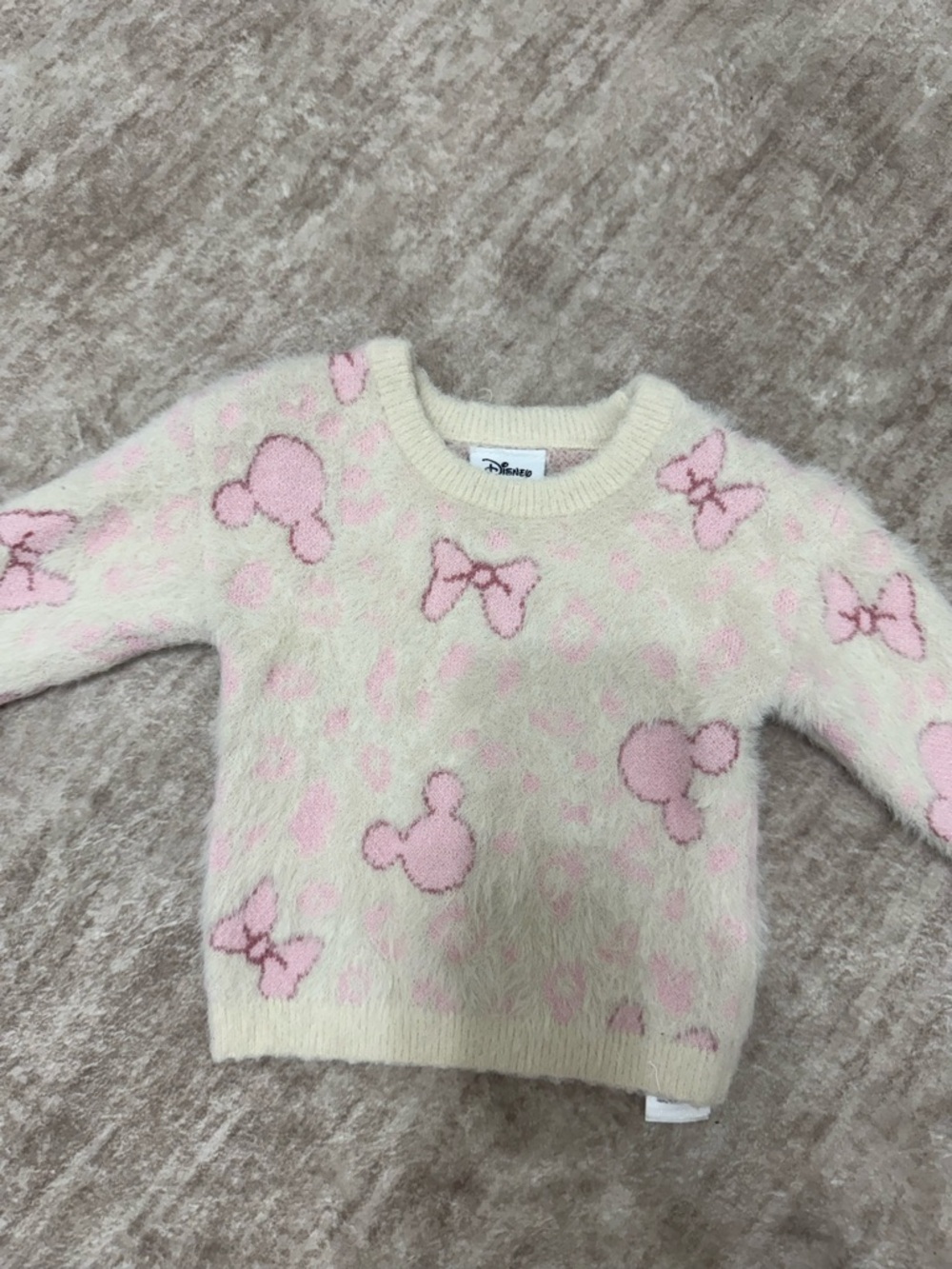 Disney Cream and Pink Baby Sweater with Minnie Motif